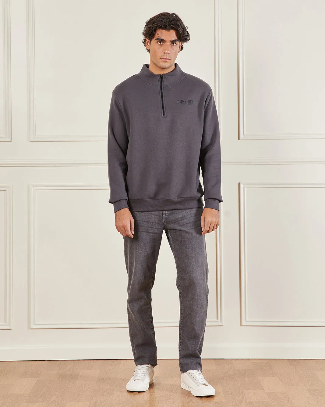 Men Charcoal Half-Zip Sweatshirt sold by Redtag product image thumbnail 2