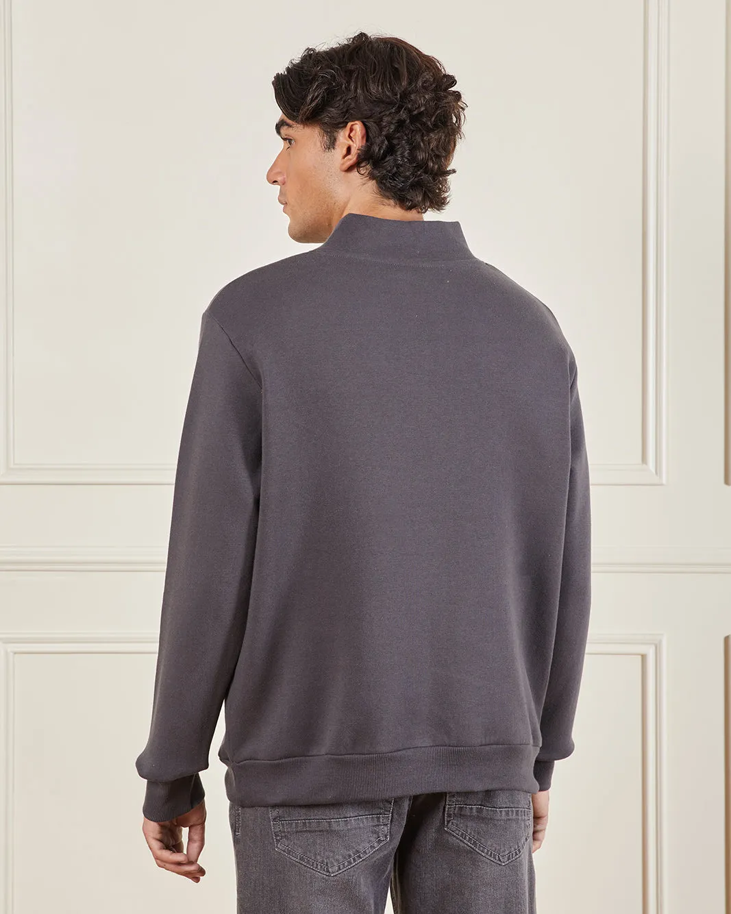 Men Charcoal Half-Zip Sweatshirt sold by Redtag product image thumbnail 3