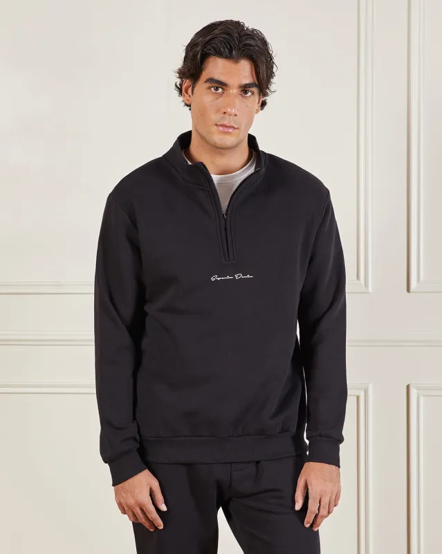 Men Black Half-Zip Sweatshirt sold by Redtag