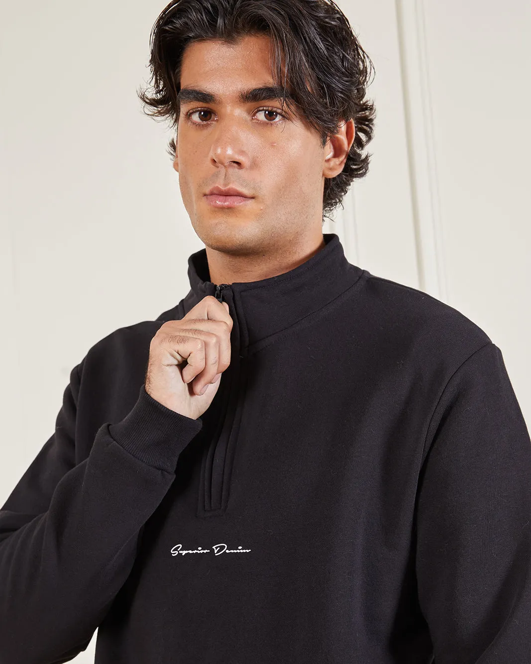 Men Black Half-Zip Sweatshirt sold by Redtag product image thumbnail 4