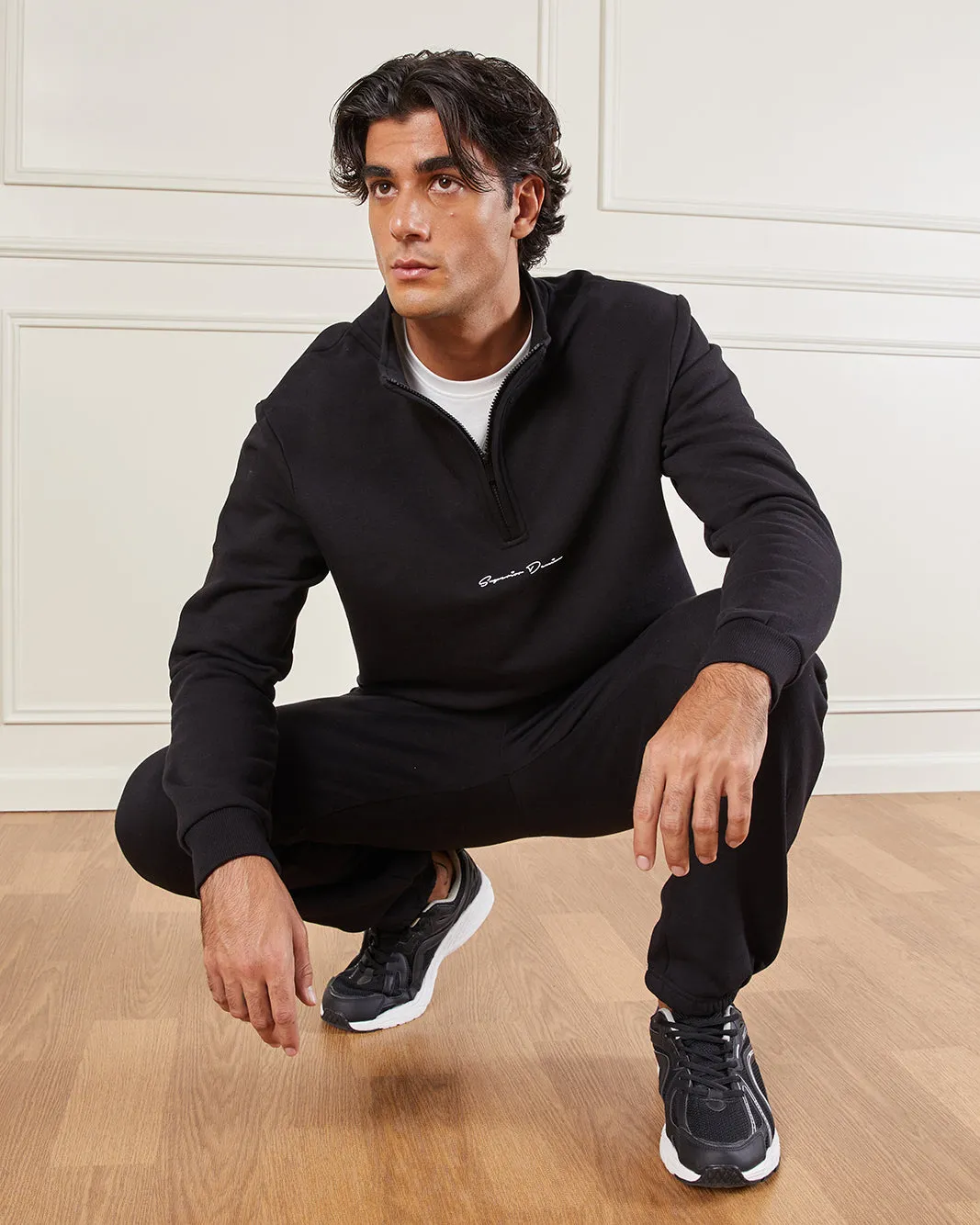 Men Black Half-Zip Sweatshirt sold by Redtag product image thumbnail 5