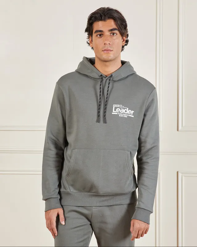 Men Olive Graphic Print Hooded Sweatshirt sold by Redtag