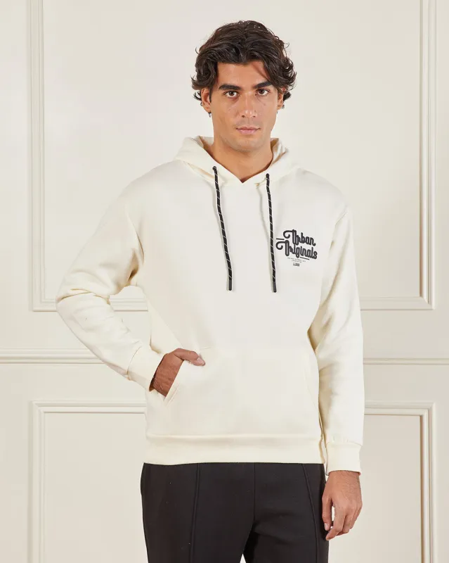 Men Ivory Printed Hooded Sweatshirt sold by Redtag