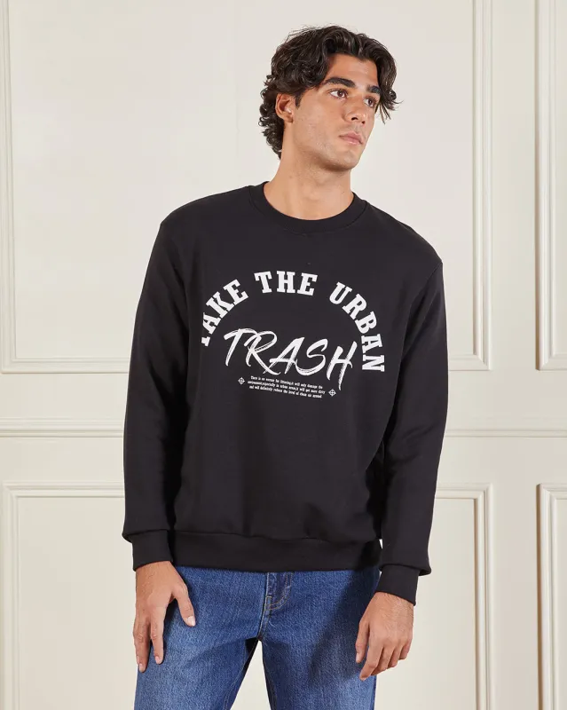 Men Black Printed  Sweatshirt sold by Redtag