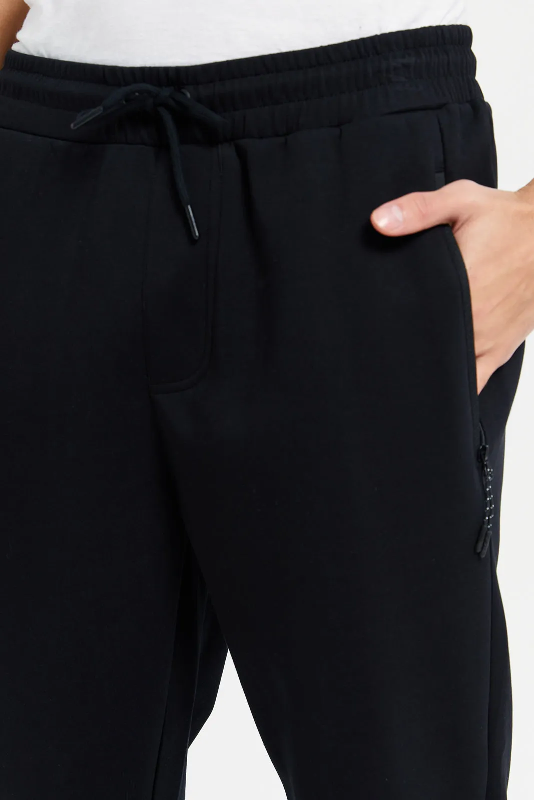 Men Black Solid Active Pants sold by Redtag product image thumbnail 4