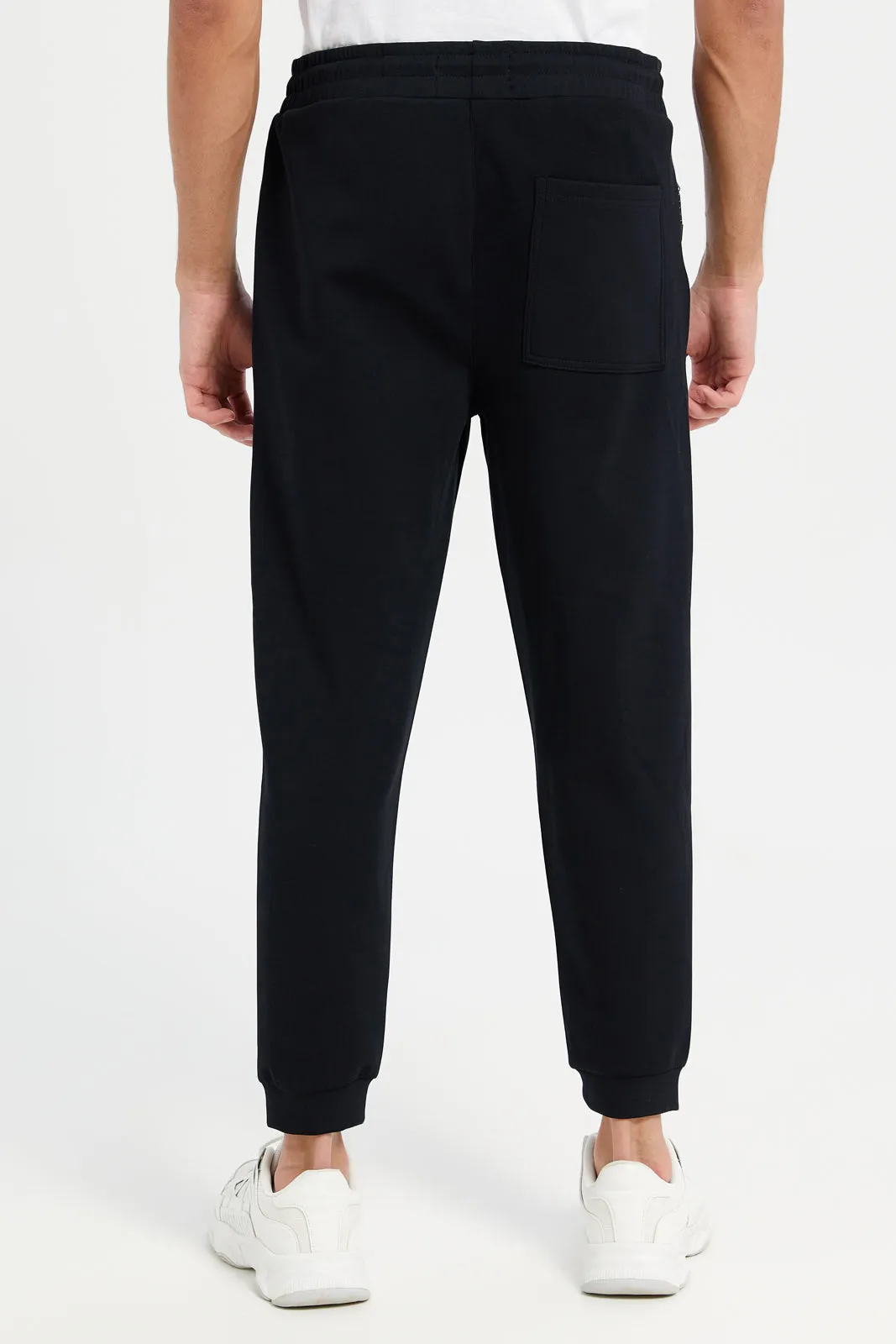 Men Black Solid Active Pants sold by Redtag product image thumbnail 3