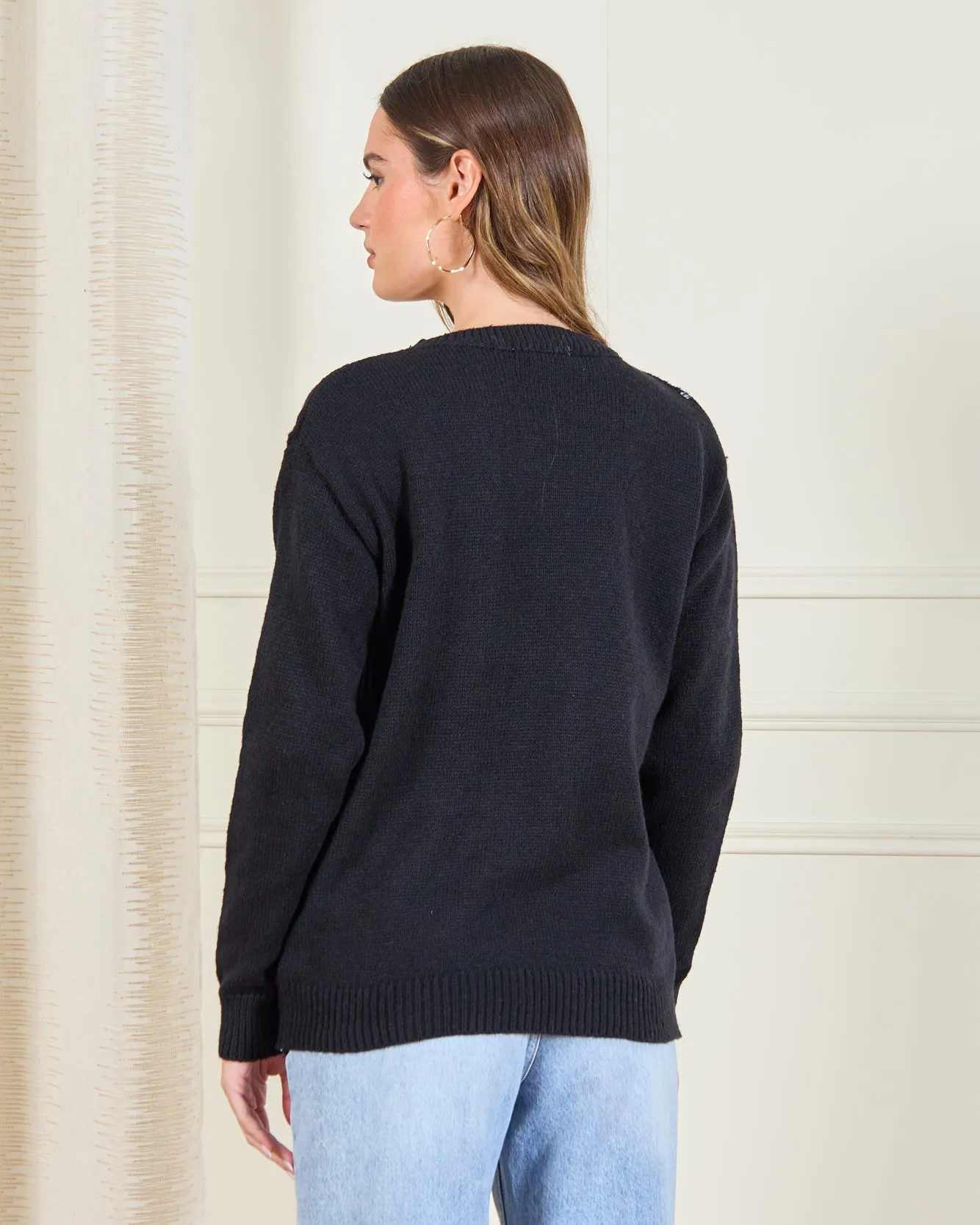 Women Black Knitted Sweater sold by Redtag product image thumbnail 3