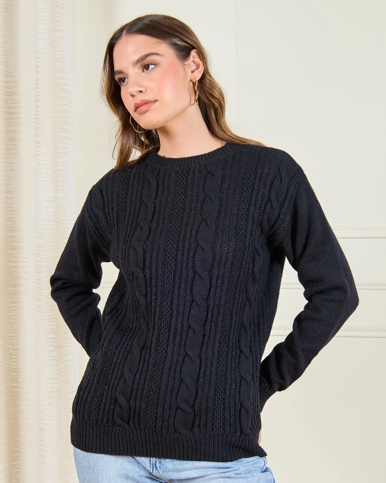 Women Black Knitted Sweater sold by Redtag