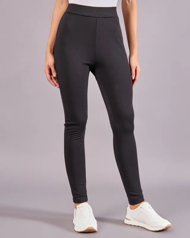 Women Black  Ponti Jeggings sold by Redtag