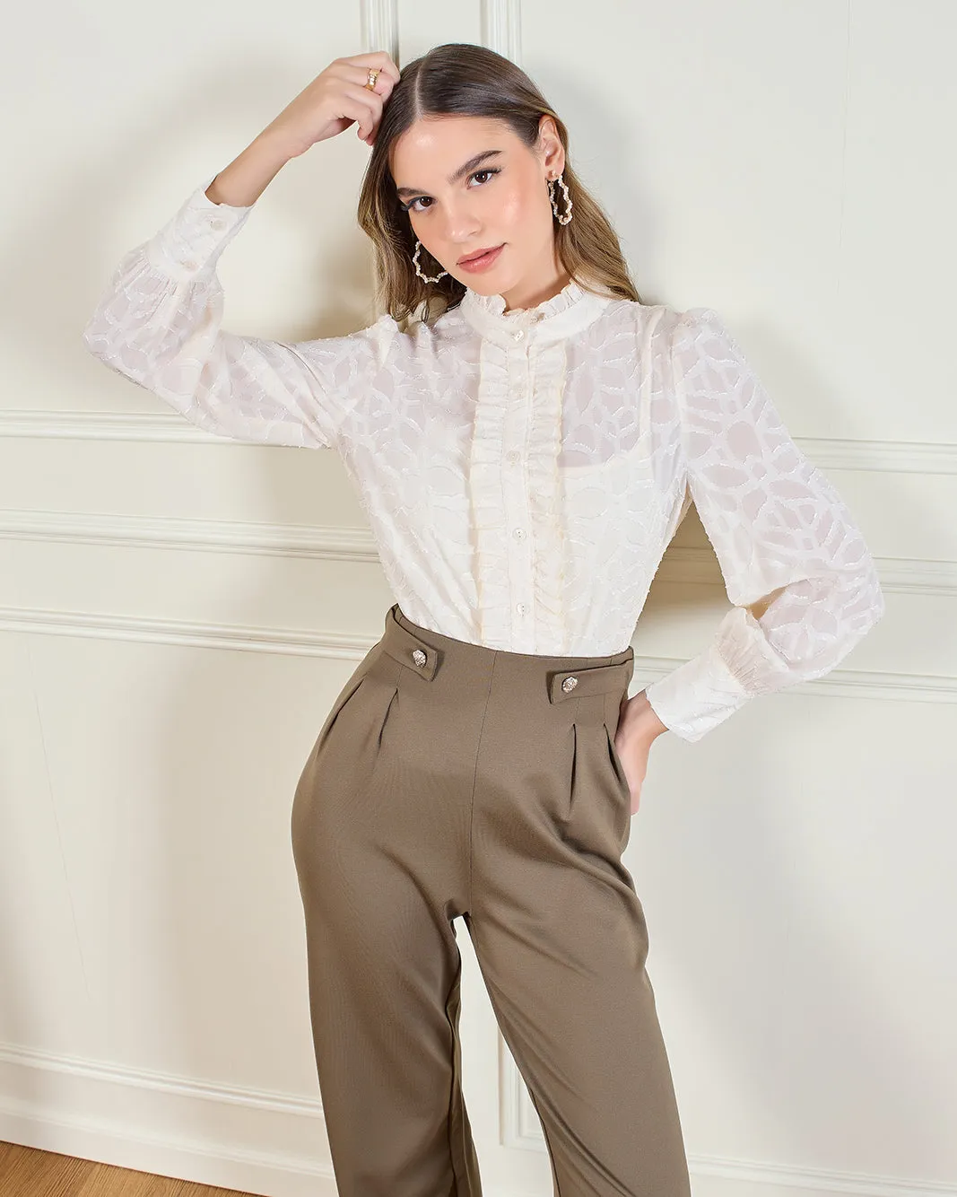 Women Cream Jacquard Blouse sold by Redtag product image thumbnail 5
