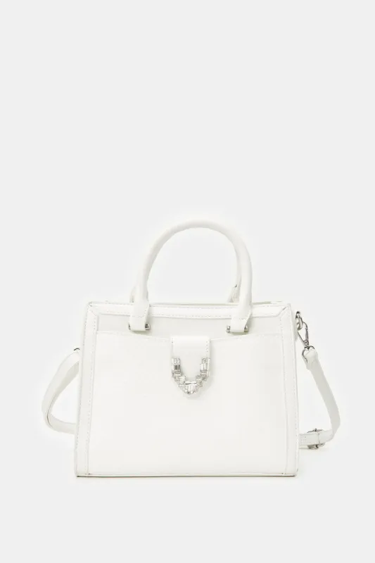 Women White Embellished Day Bag sold by Redtag