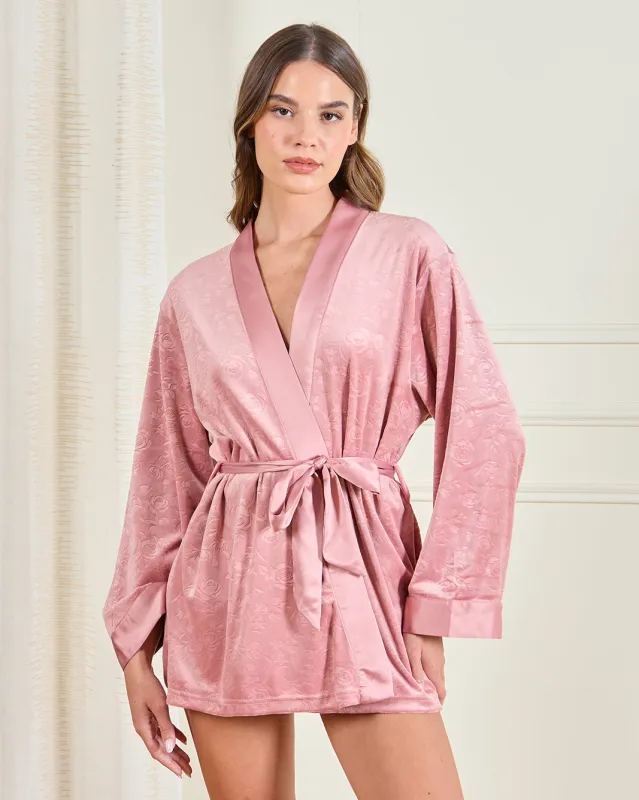Women Pink Velour Robe With Belt sold by Redtag