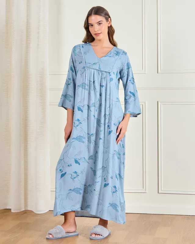 Women Blue Flowy Nightgown sold by Redtag