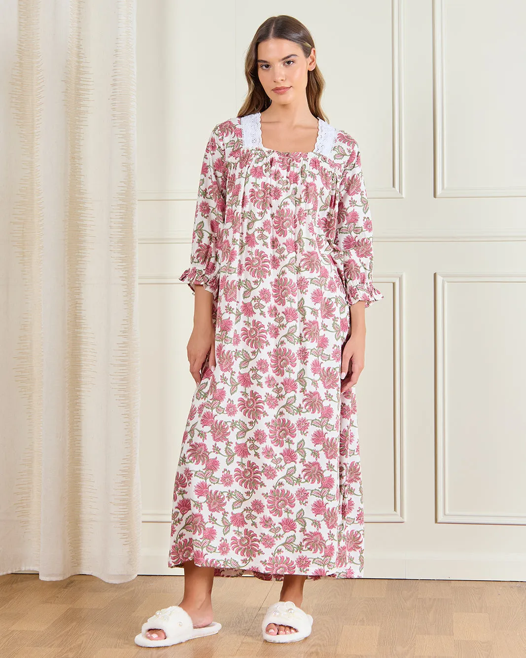 Women Pink Printed Nightgown sold by Redtag