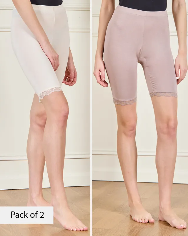 Women Ivory And Beige Comfort Short Set (2 Piece) sold by Redtag