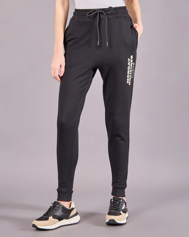 Women Black Printed Active Pants sold by Redtag