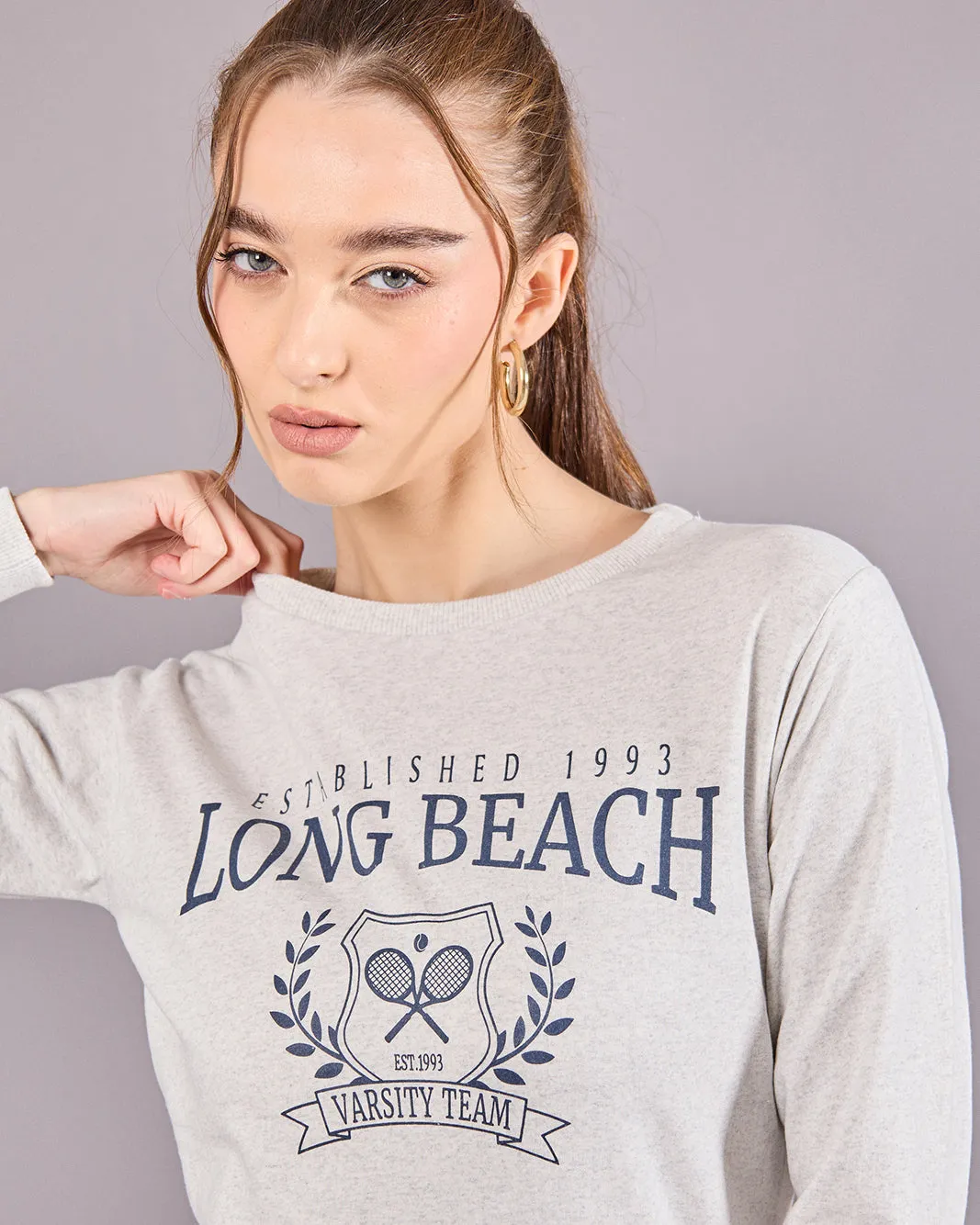 Women Grey Printed Sweatshirt sold by Redtag product image thumbnail 4