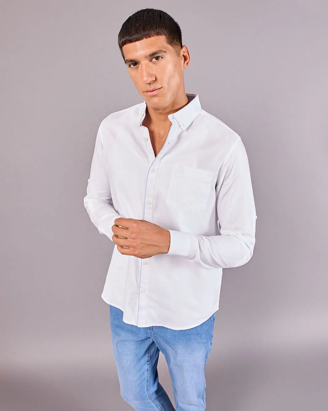 Men White With Embroidery Logo Shirt sold by Redtag product image thumbnail 5