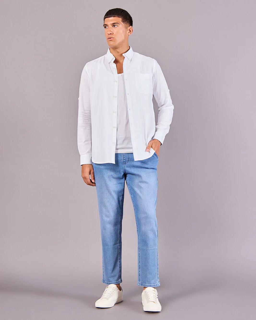 Men White With Embroidery Logo Shirt sold by Redtag product image thumbnail 2