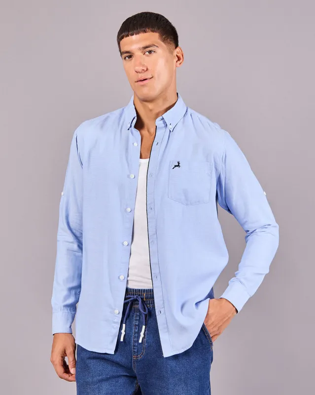 Men Blue Embroidered Logo Shirt sold by Redtag