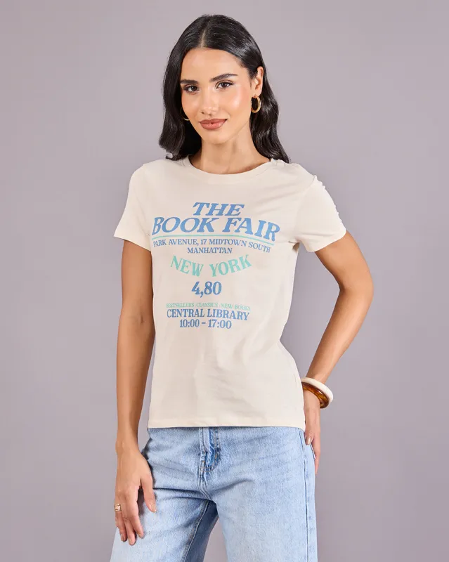 Women Beige Printed T-Shirt sold by Redtag