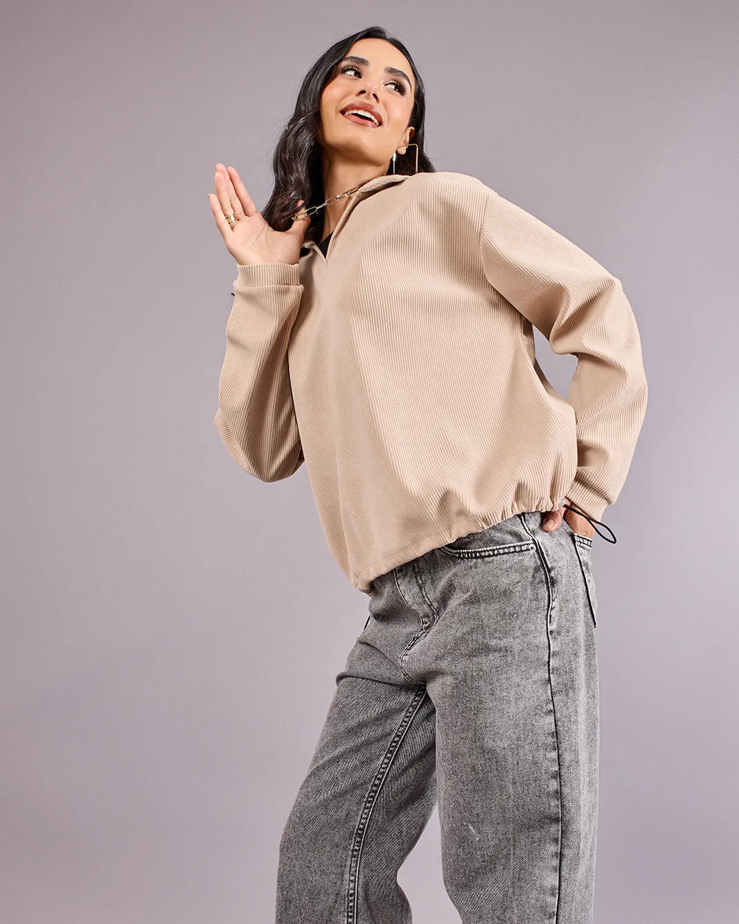 Women Beige Sweatshirt sold by Redtag product image thumbnail 5