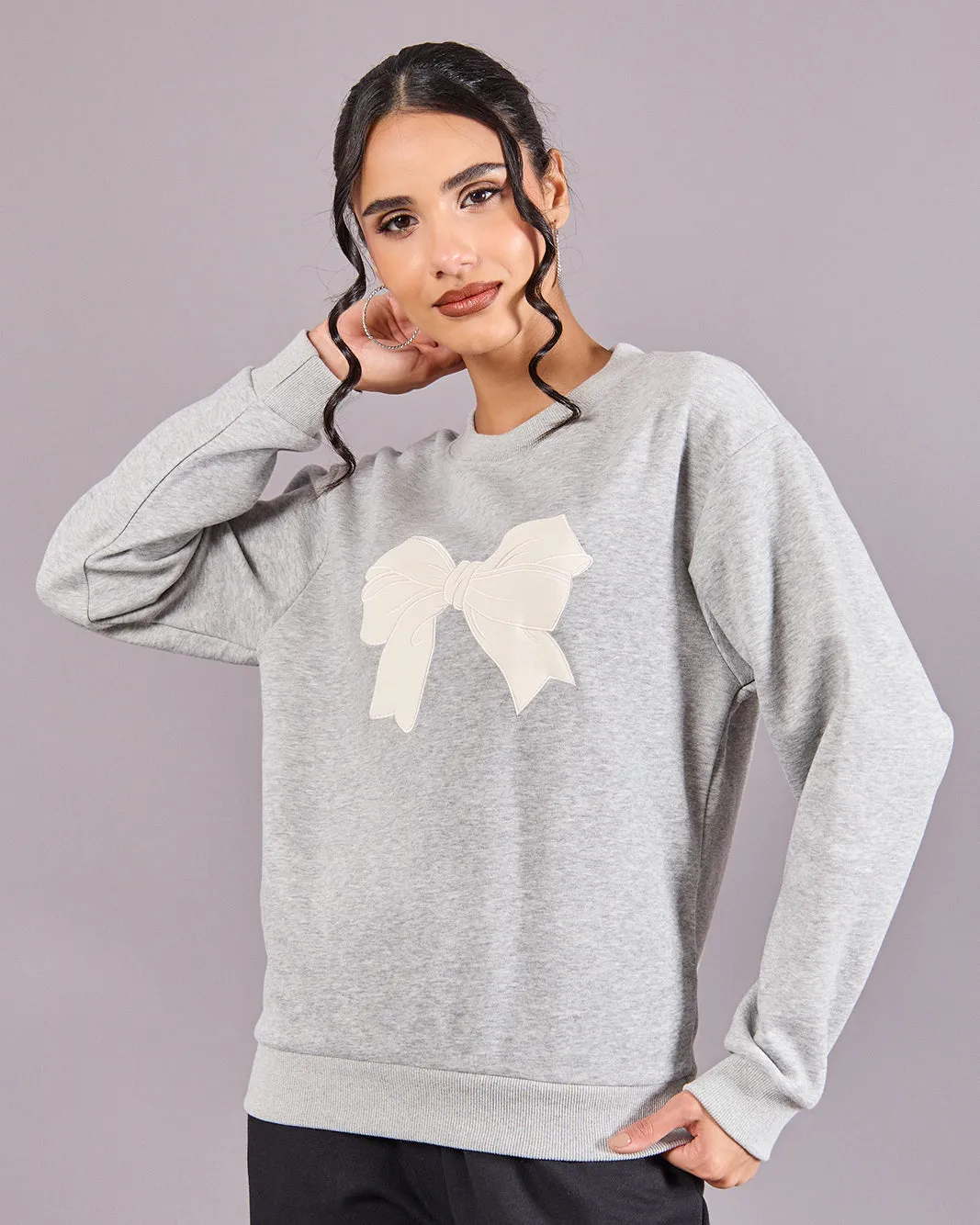 Women Grey Printed Sweatshirt sold by Redtag