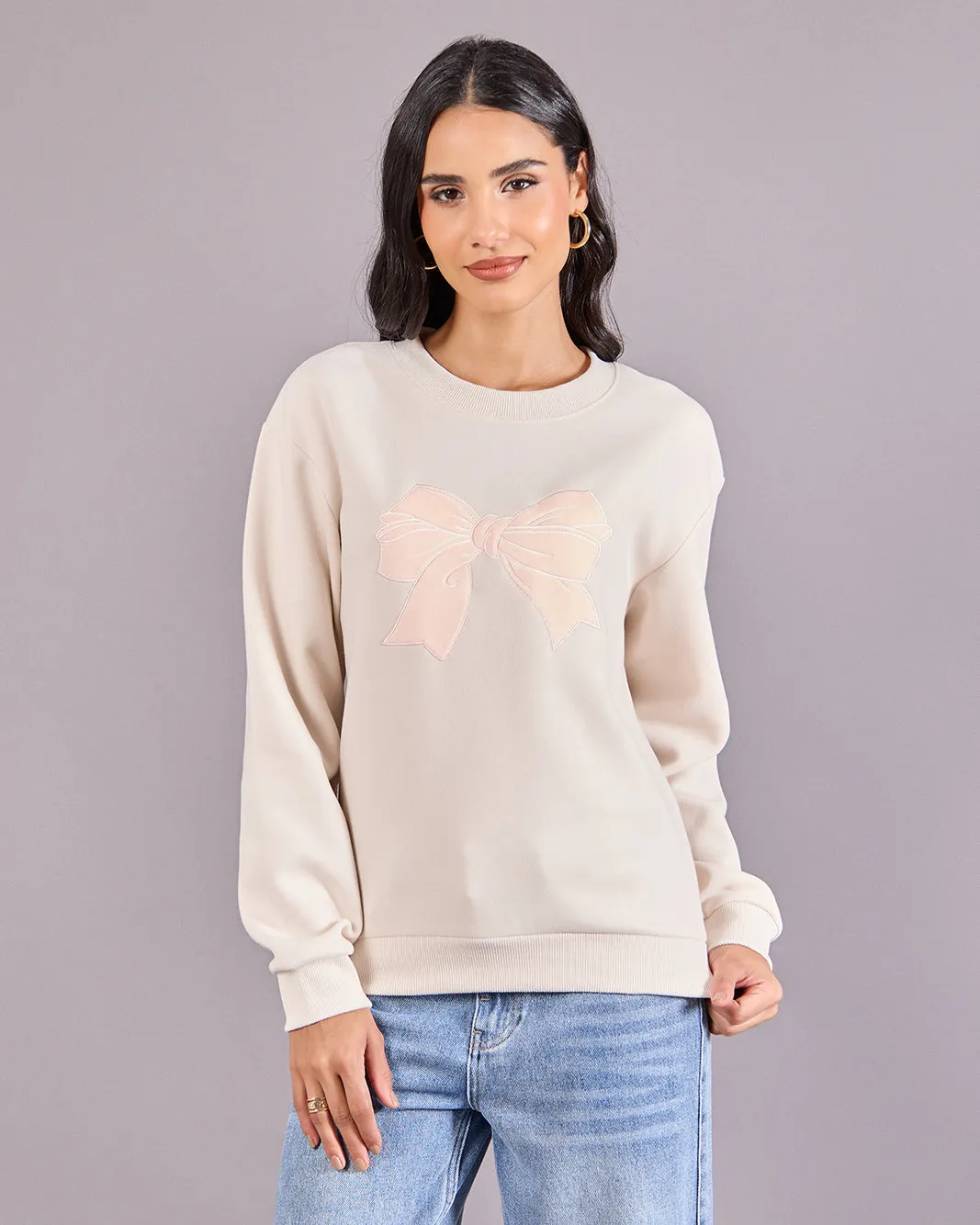 Women Beige Printed Sweatshirt sold by Redtag