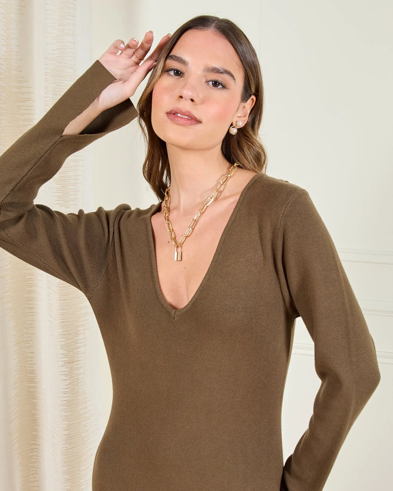 Women Brown Ribbed Maxi Dress sold by Redtag product image thumbnail 2