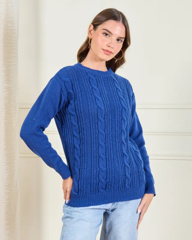 Women Blue Knitted Sweater sold by Redtag