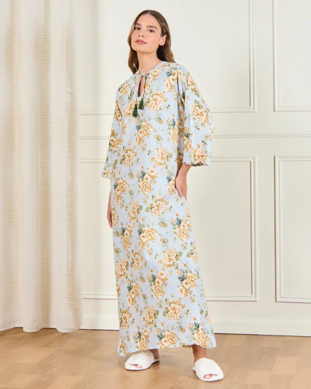 Women Teal Printed Nightgown sold by Redtag