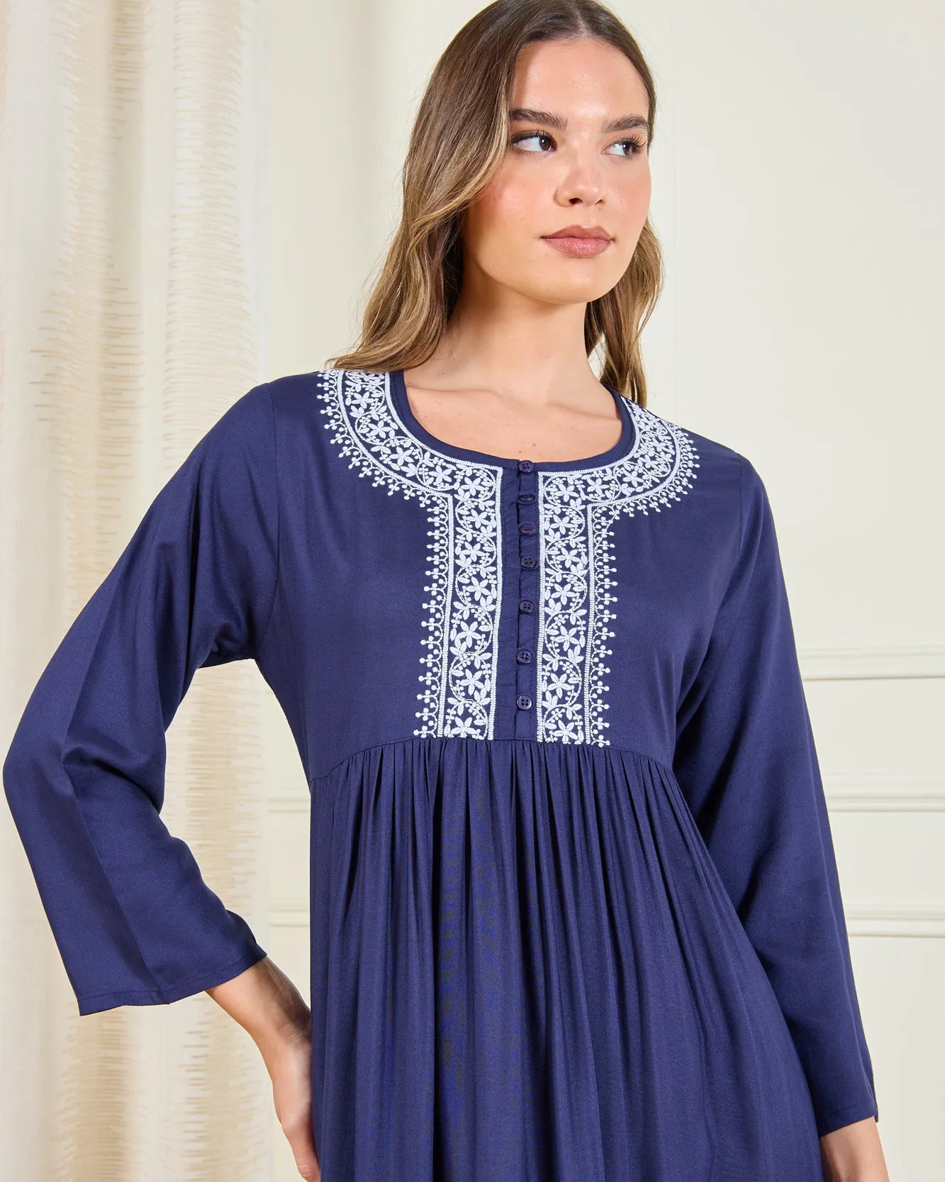 Women Navy Embellished Nightgown sold by Redtag product image thumbnail 2