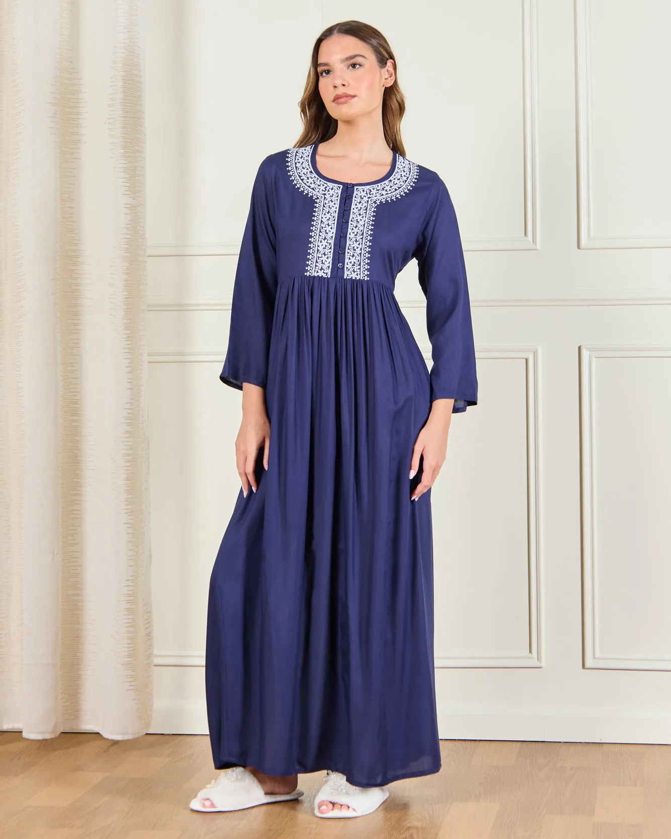 Women Navy Embellished Nightgown sold by Redtag