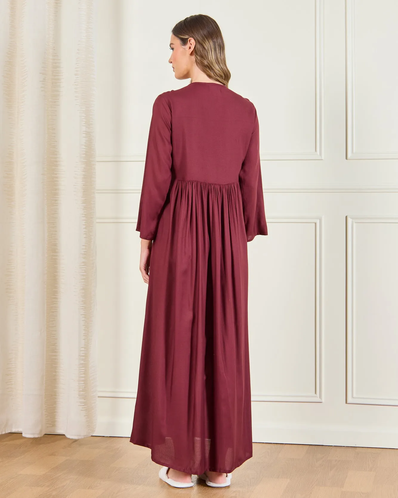 Women Burgundy Embellished Nightgown sold by Redtag product image thumbnail 3