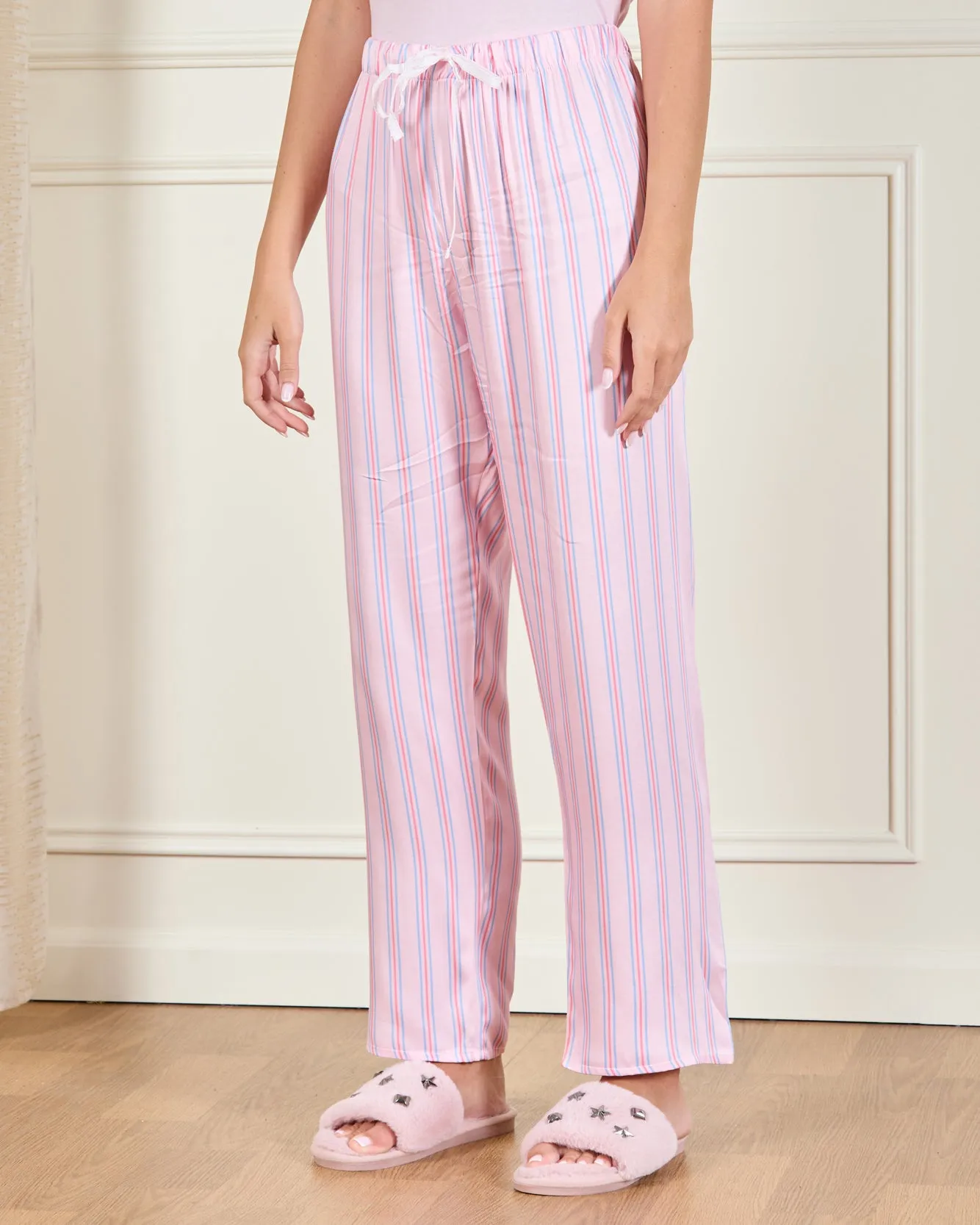 Women Pink Striped Pyjama Bottom sold by Redtag