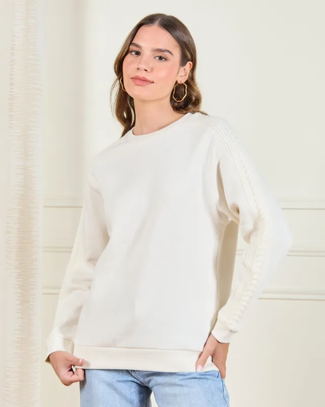 Women Ivory Embroidered Sweatshirt sold by Redtag