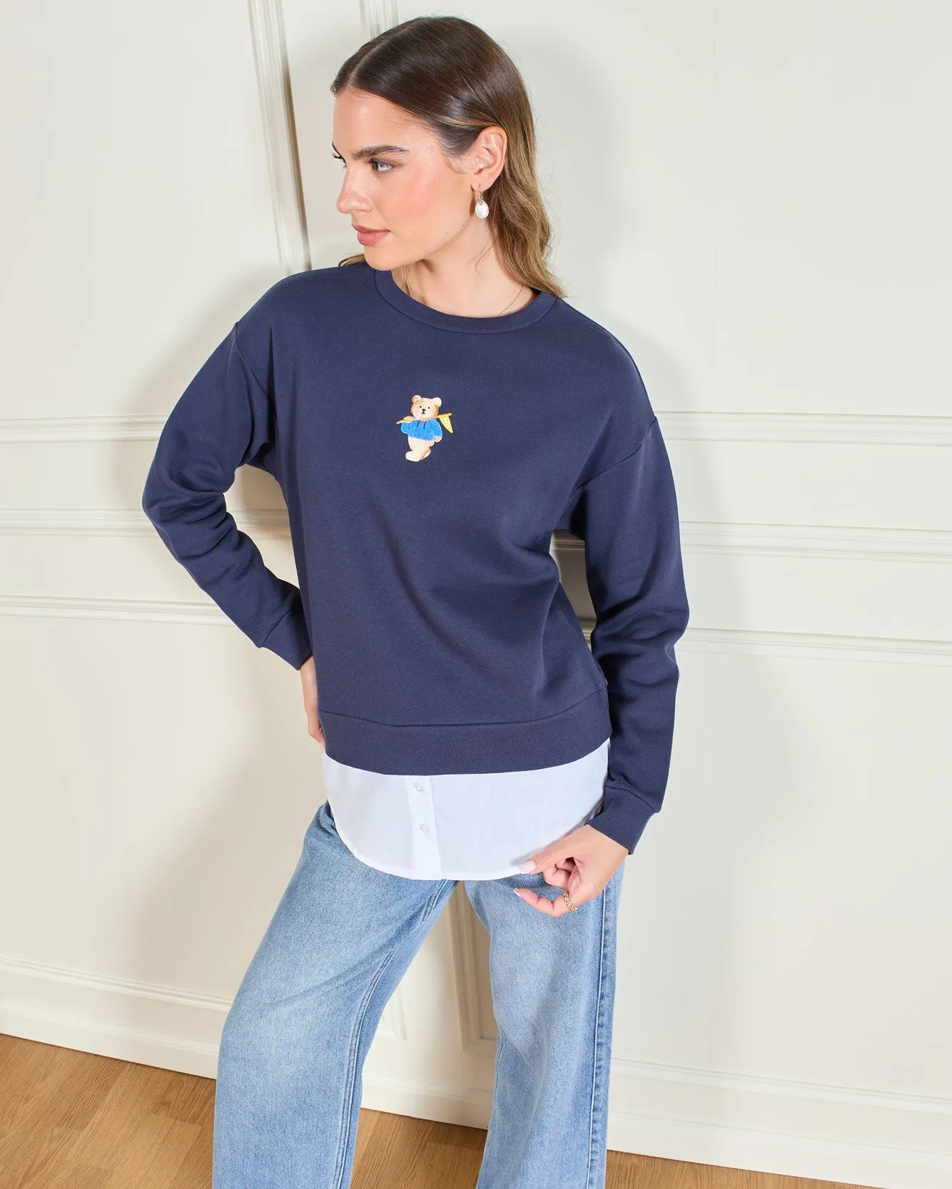 Women Navy Twofer Sweatshirt sold by Redtag product image thumbnail 5