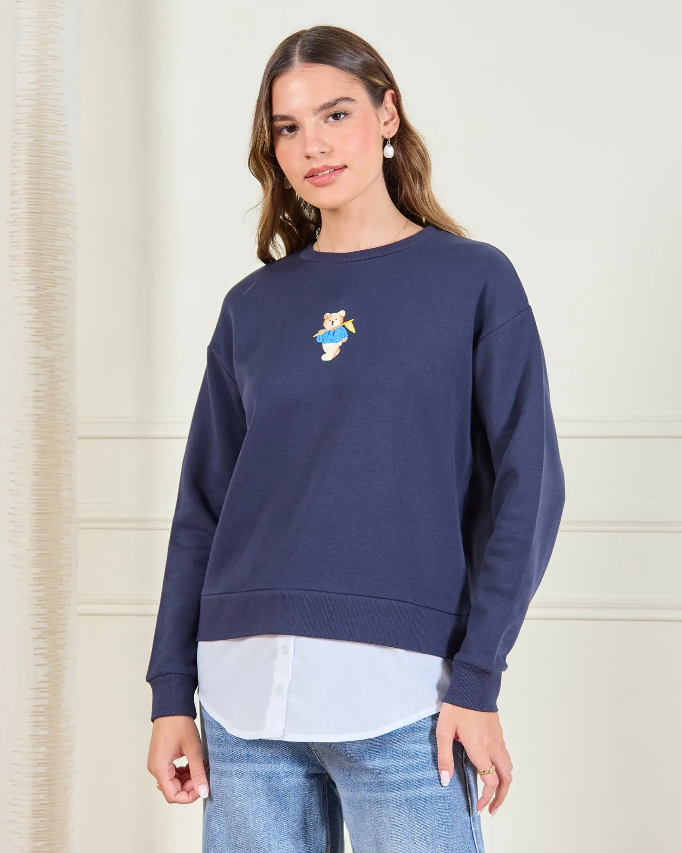 Women Navy Twofer Sweatshirt sold by Redtag