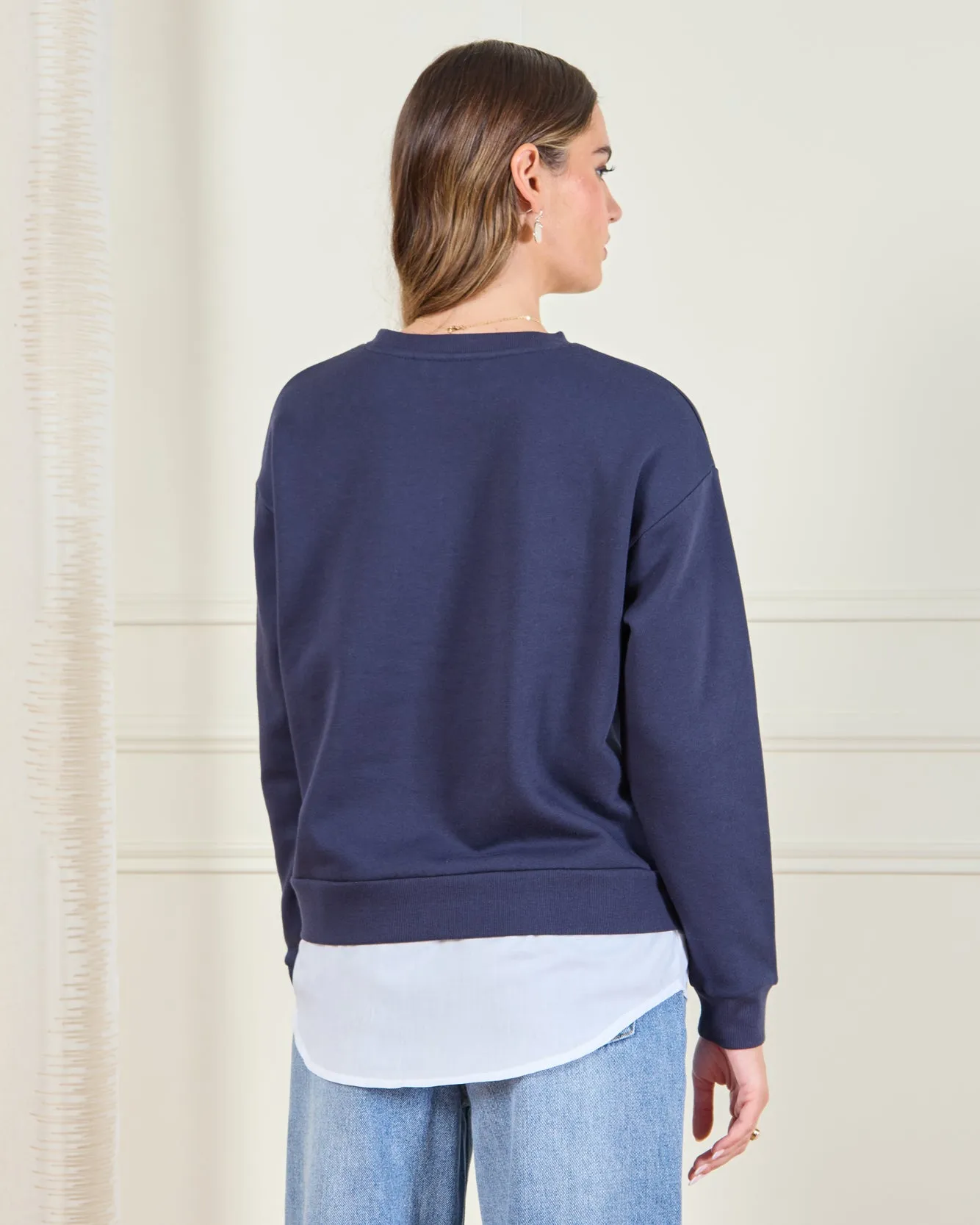 Women Navy Twofer Sweatshirt sold by Redtag product image thumbnail 3