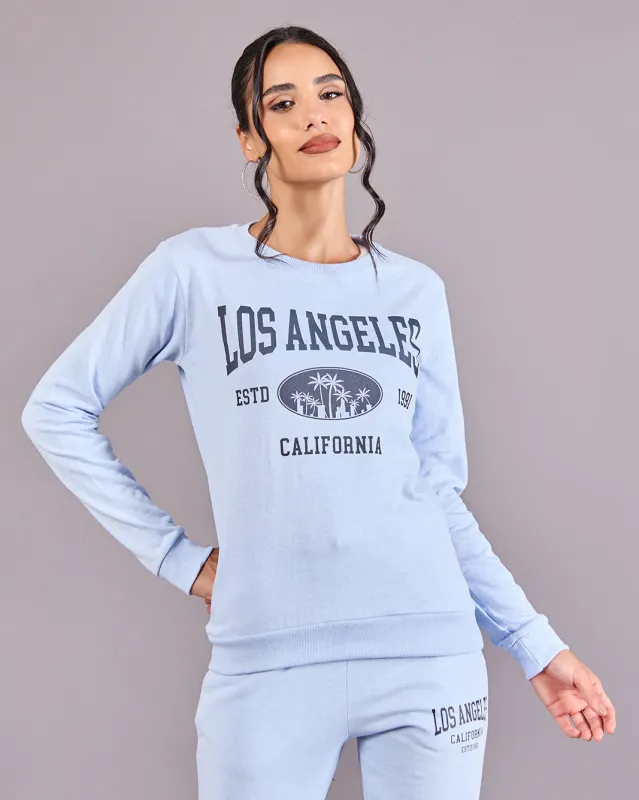 Women Blue Printed Basic Sweatshirt sold by Redtag