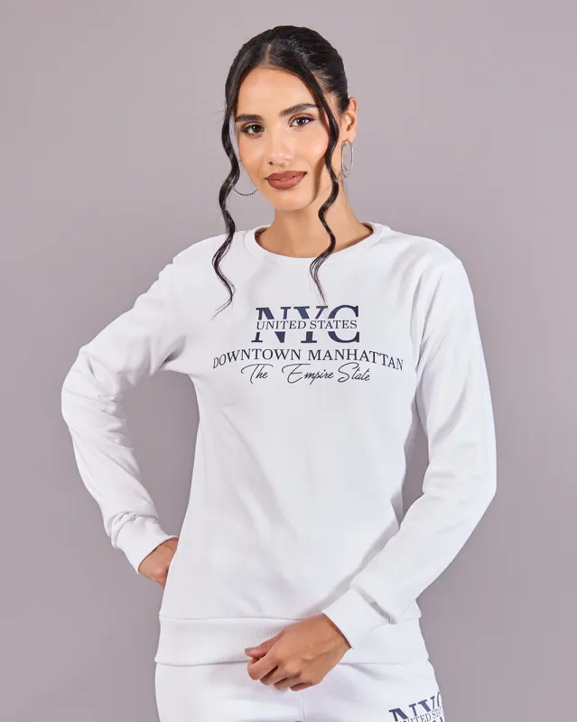 Women White Printed Basic Sweatshirt sold by Redtag