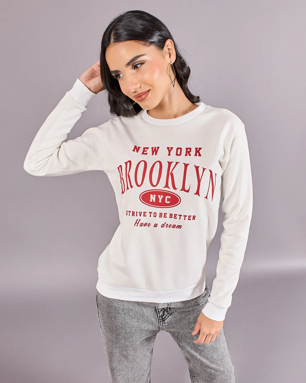 Women White Printed Basic Sweatshirt sold by Redtag product image thumbnail 5