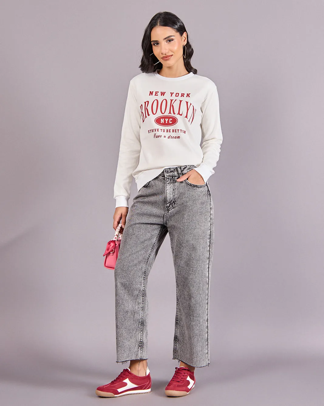 Women White Printed Basic Sweatshirt sold by Redtag product image thumbnail 2