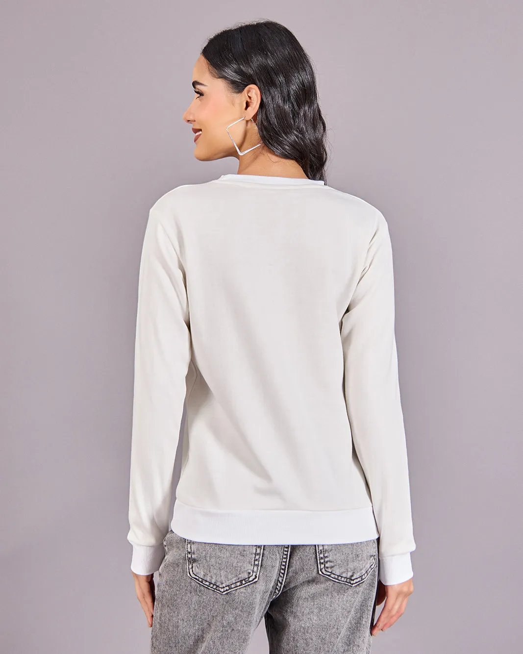 Women White Printed Basic Sweatshirt sold by Redtag product image thumbnail 3