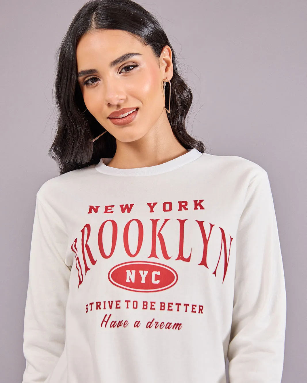 Women White Printed Basic Sweatshirt sold by Redtag product image thumbnail 4