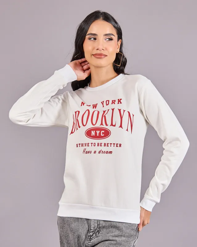 Women White Printed Basic Sweatshirt sold by Redtag