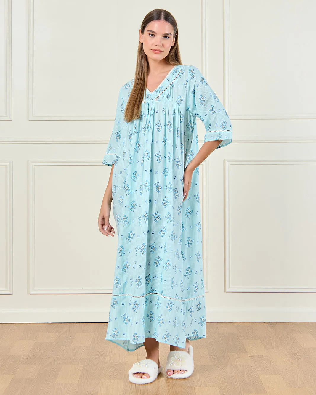 Women Blue All Over Printed Nightgown sold by Redtag product image thumbnail 3