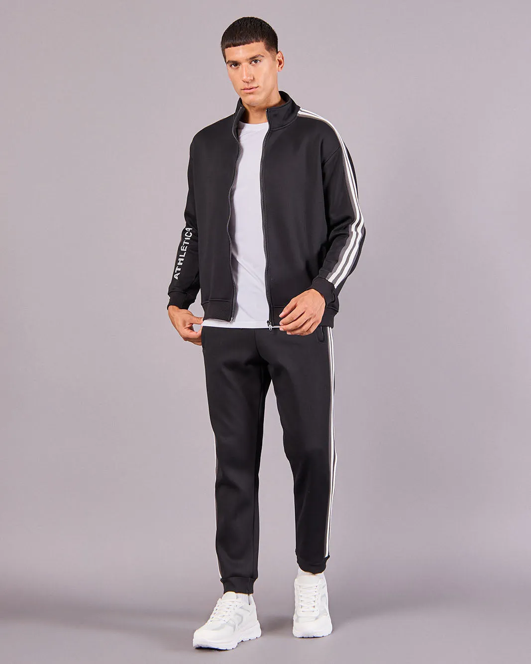 Men Black High Neck Zip Open Sweatshrirt sold by Redtag product image thumbnail 2