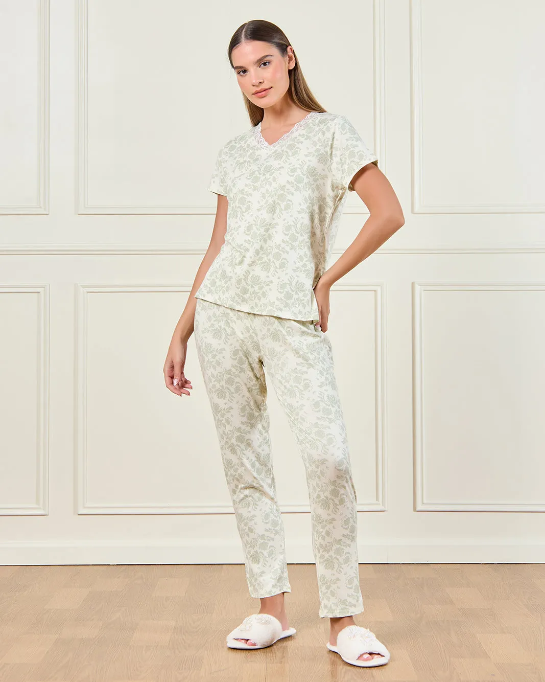 Women Ivory Printed Pyjama Set (2 Piece) sold by Redtag