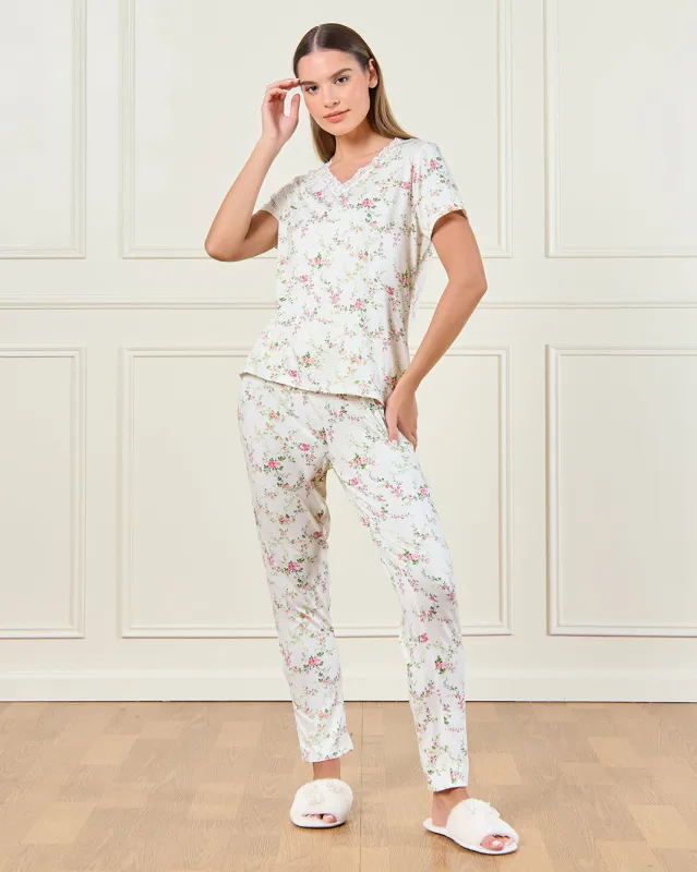 Women Ivory Printed Pyjama Set (2 Piece) sold by Redtag